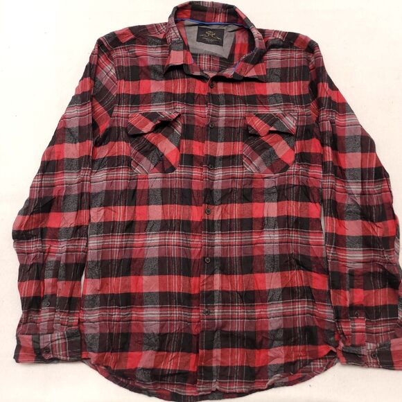 MBX Tartan Flannel Button Up Shirt Mens Size Extra Large XL Red Black - Picture 2 of 10